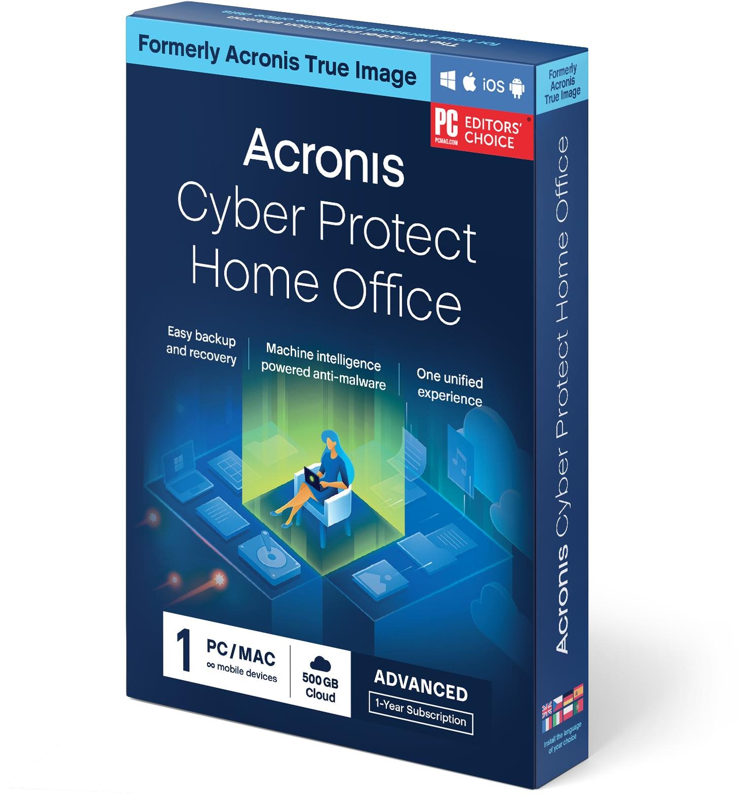 Adatmentő program Acronis Cyber Protect Home Office Advanced 5 PC-re 1 évre + 500 GB Acronis Cloud Storage (electro)