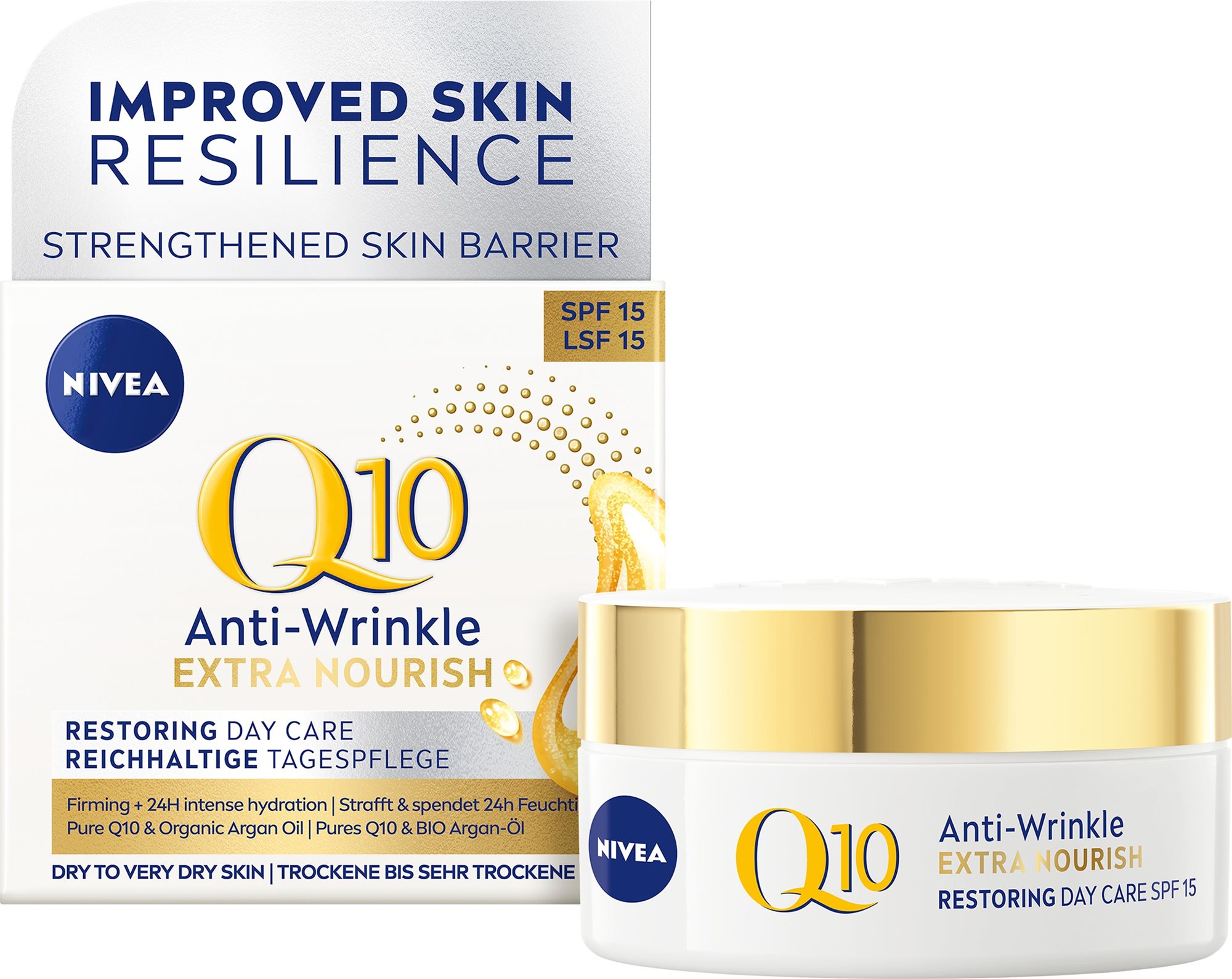 Arckrém NIVEA Q10 Power Anti-Wrinkle + Extra-Nourishing SPF15 nappali arckrém 50 ml