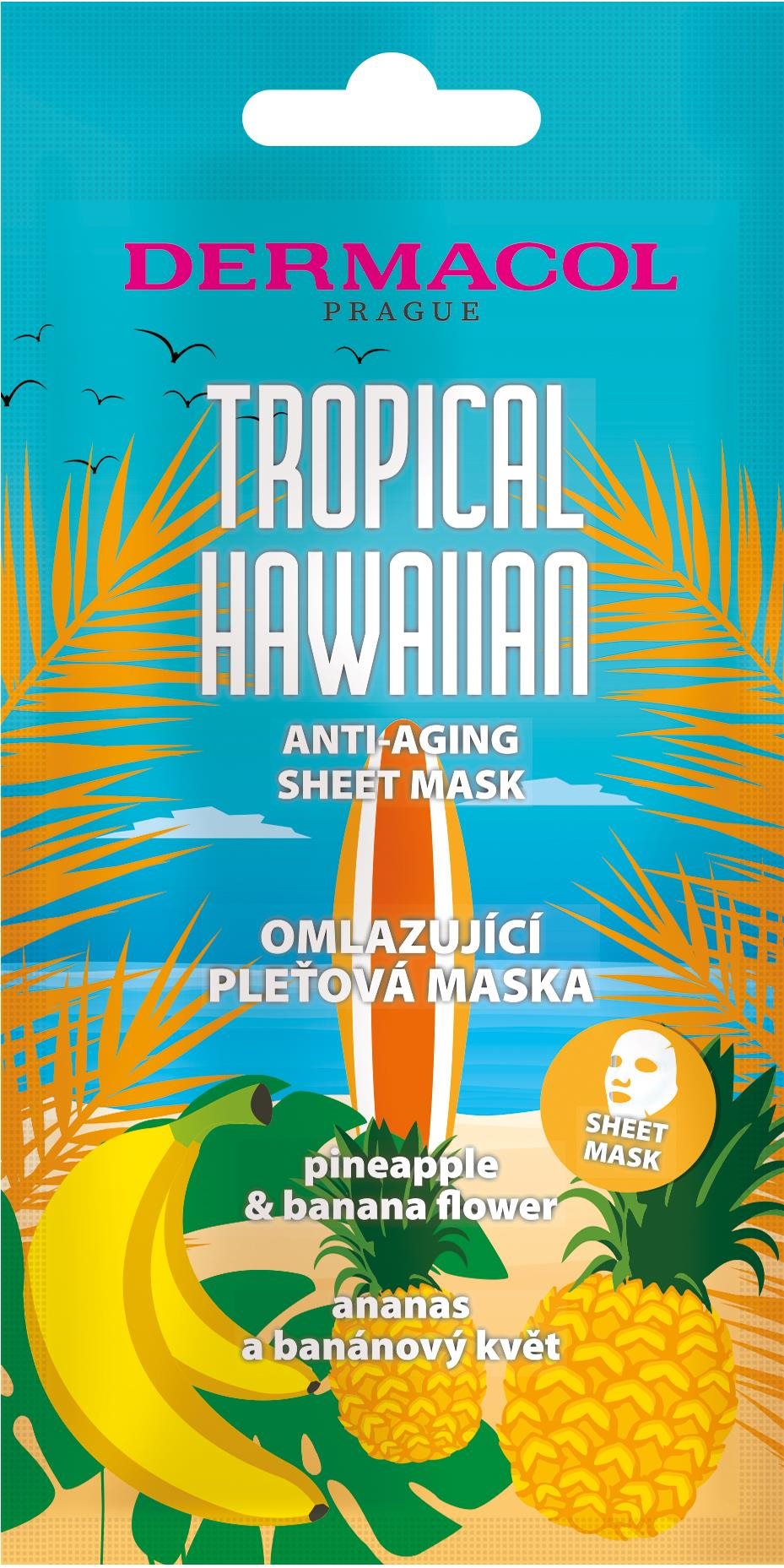 Arcpakolás DERMACOL Tropical Hawaiian anti-aging sheet mask
