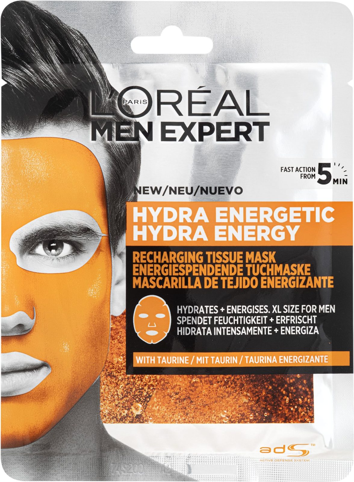 Arcpakolás ĽORÉAL PARIS Men Expert Hydra Energetic Tissue Mask 30 g