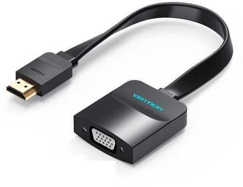 Átalakító Vention Flat HDMI to VGA Converter with Female Micro USB and Audio Port 0.15m Black