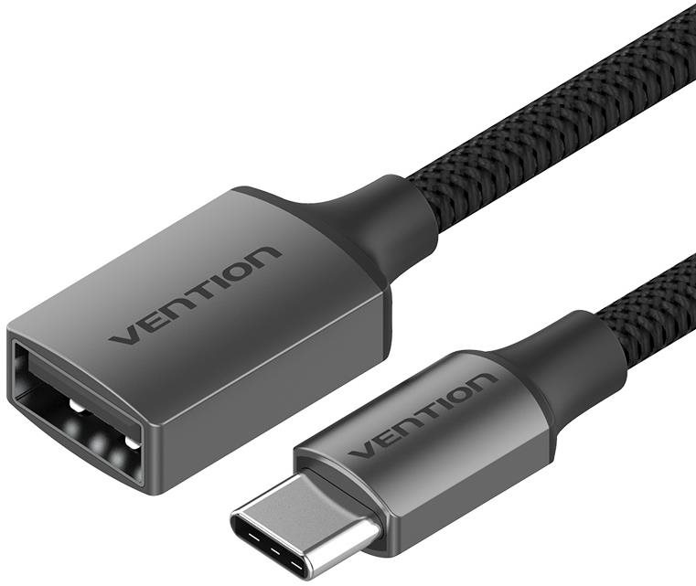 Átalakító Vention USB-C to USB-A (F) 2.0 Female OTG Cable 0.15m Gray Aluminum Alloy Type