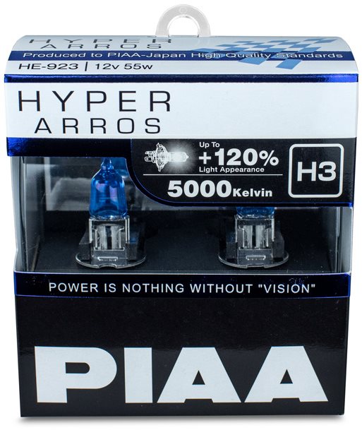 Autóizzó PIAA Hyper Arros 5000K H3 + 120% ragyogó fehér fény