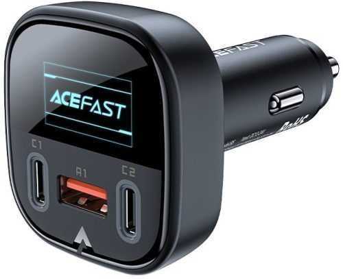 Autós töltő ACEFAST Ultimate Car Charger (2x USB-C + USB-A) 100W OLED Display Black