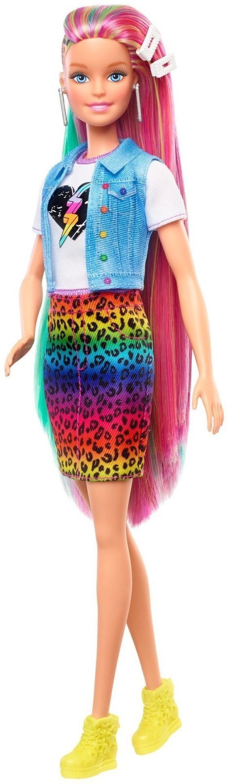 Baba Barbie Leopárd baba szivárványos hajjal és kiegészítőkkel