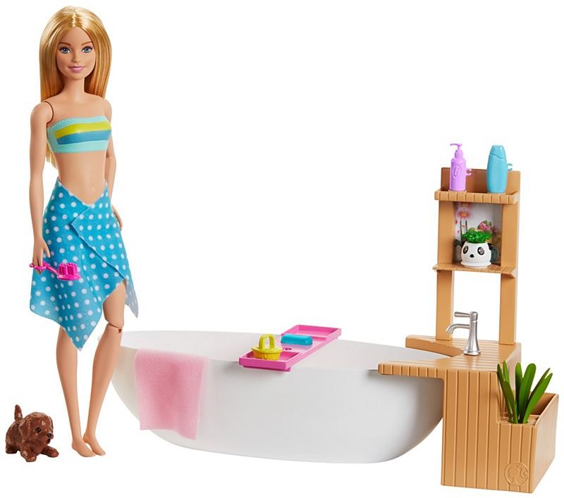 Baba Barbie Wellness baba a fürdőben játékkészlet