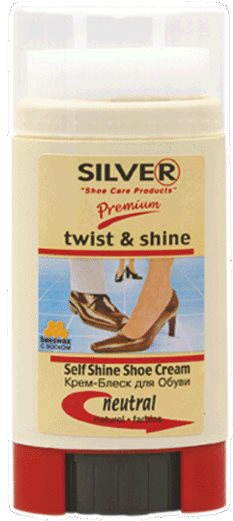 Cipőkrém SILVER Önfényező krém csavaros rendszerrel - színtelen 50 ml
