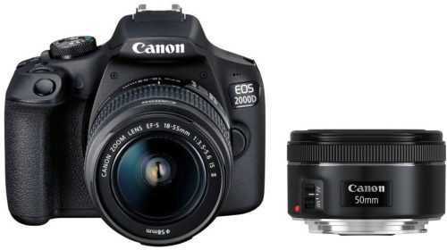 Digitális fényképezőgép Canon EOS 2000D + EF-S 18-55 mm f/3.5-5.6 IS II + EF 50 mm f/1.8 STM