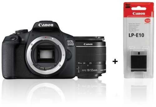 Digitális fényképezőgép Canon EOS 2000D + EF-S 18-55 mm f/3.5-5.6 IS II + LP-E10