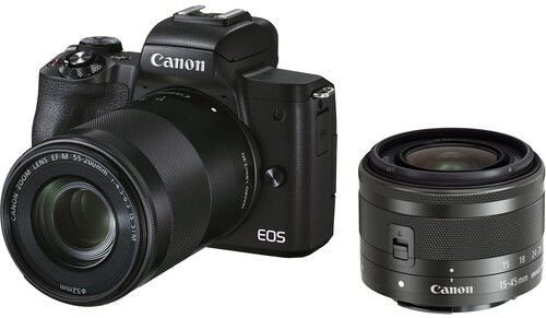 Digitális fényképezőgép Canon EOS M50 Mark II fekete + EF-M 15-45 mm f/3.5-6.3 IS STM + EF-M 55-200 mm f/4.5-6.3 IS STM