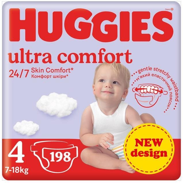 Eldobható pelenka HUGGIES Ultra Comfort Jumbo 4 (198 db)