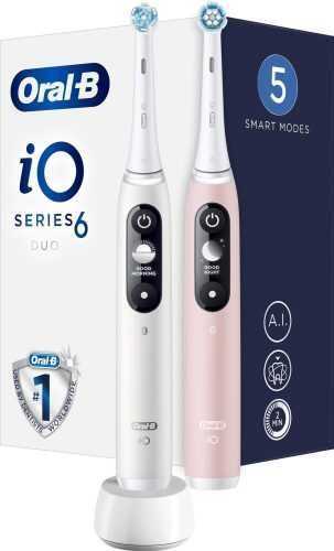 Elektromos fogkefe Oral-B iO Series 6 Duo White & Pink Sand Mágneses fogkefék