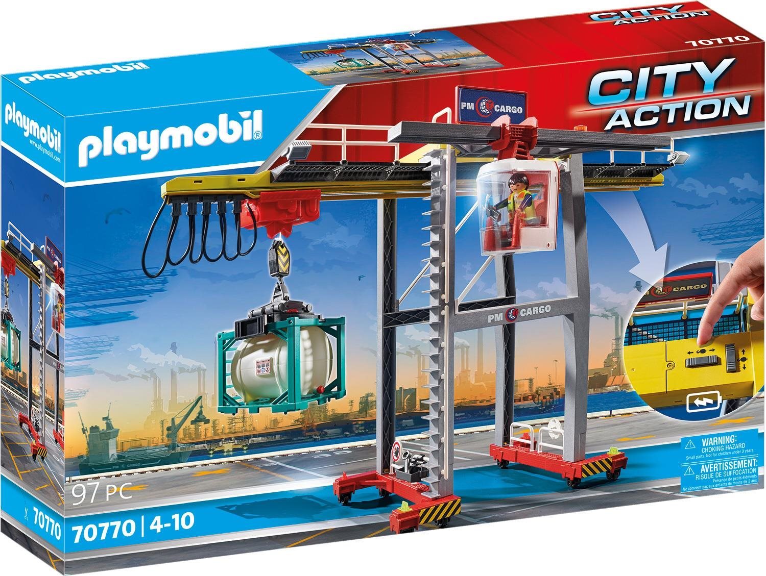 Építőjáték Playmobil 70770 Portáldaru konténerekkel