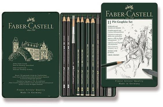 Grafit ceruza Faber-Castell Pitt Graphite Monochrome grafit ceruzák fémdobozban