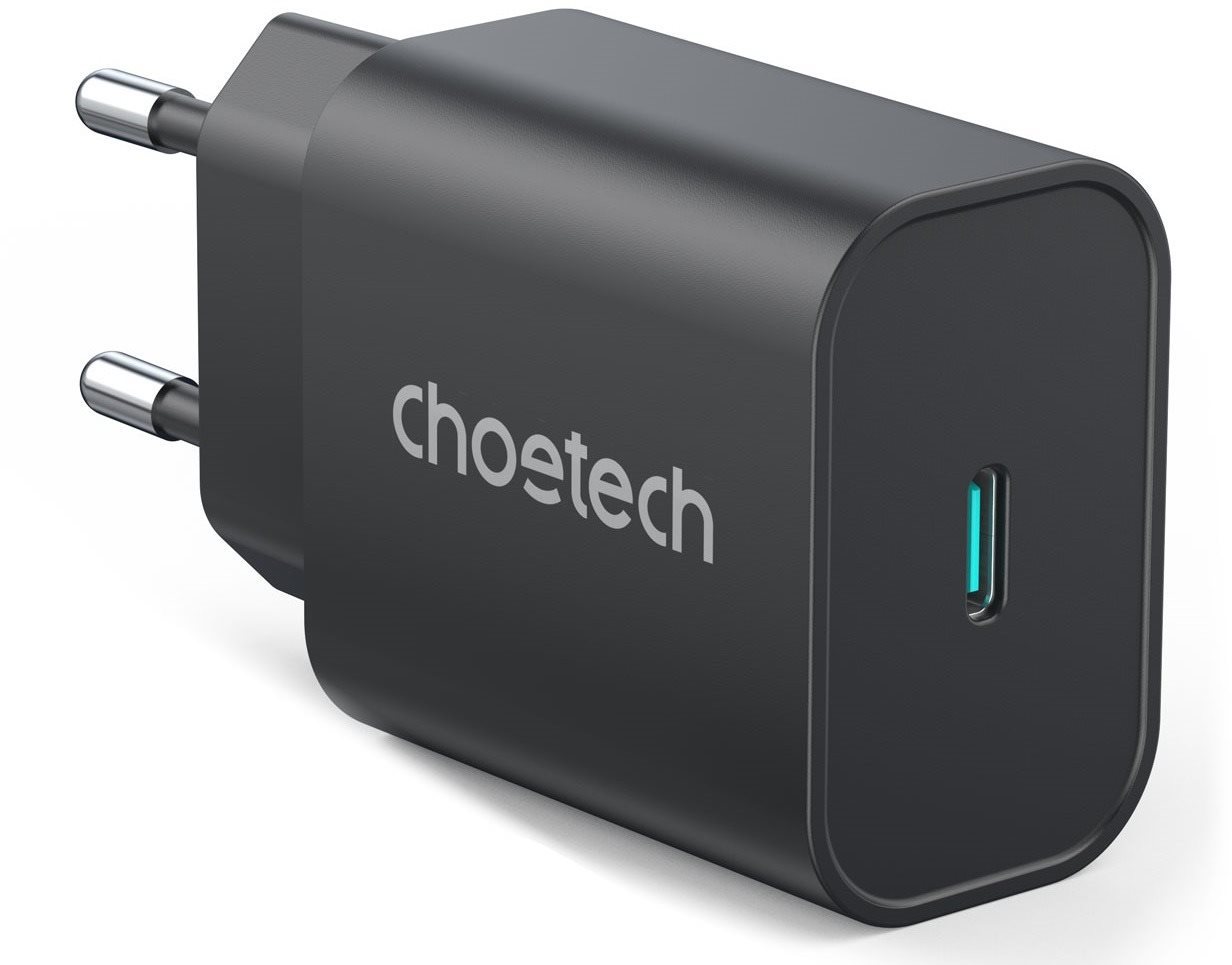 Hálózati adapter ChoeTech USB-C PD PPS Samsung Super Fast Charging 25W Charger Black