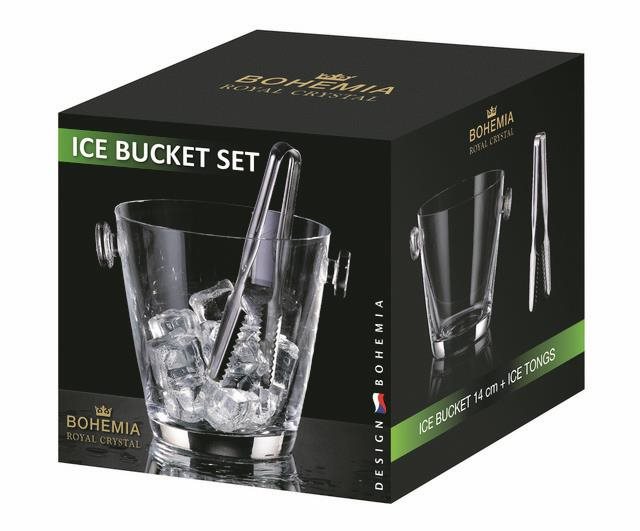 Italhűtő BOHEMIA ROYAL CRYSTAL Ice bucket set (97A07/14 cm + handles + tongs)