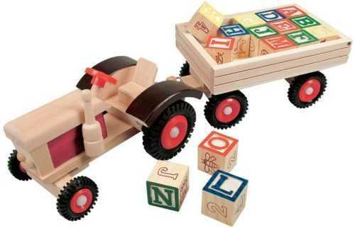 Játék autó Bino Traktor gumi kerekek és iparvágány