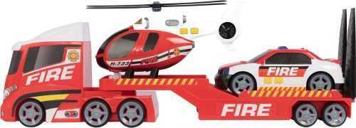 Játék autó Tűzoltósági autó és helikopter szállító