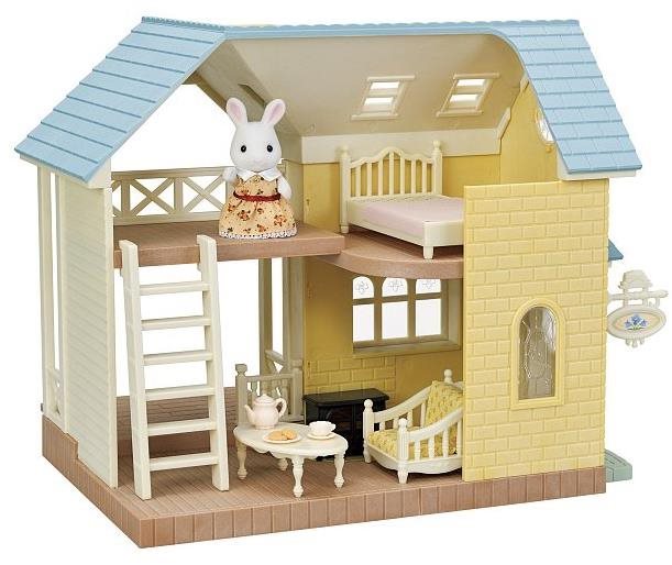 Játékfigura ház Sylvanian Families ajándékcsomag - Házikó kék tetővel és kiegészítőkkel