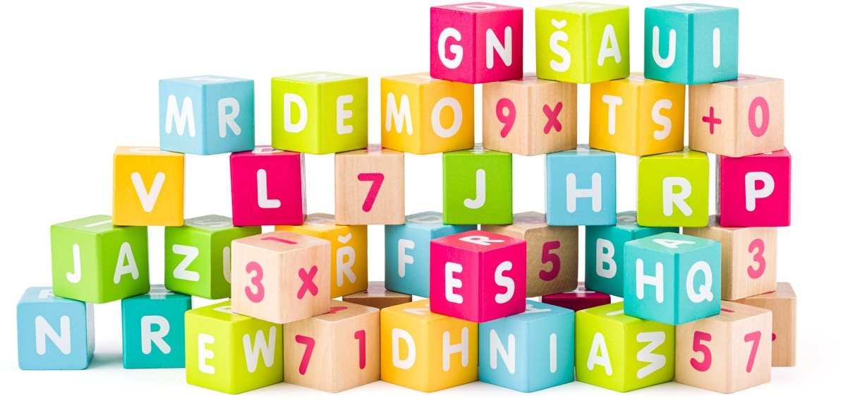 Játékszett Woody kockák betűkkel és számokkal