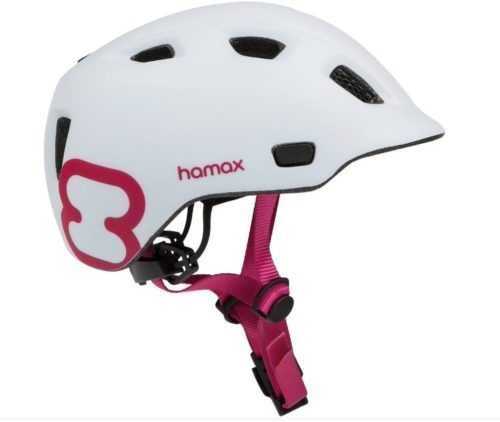Kerékpáros sisak Hamax Thundercap street fehér / rózsaszín szalagok