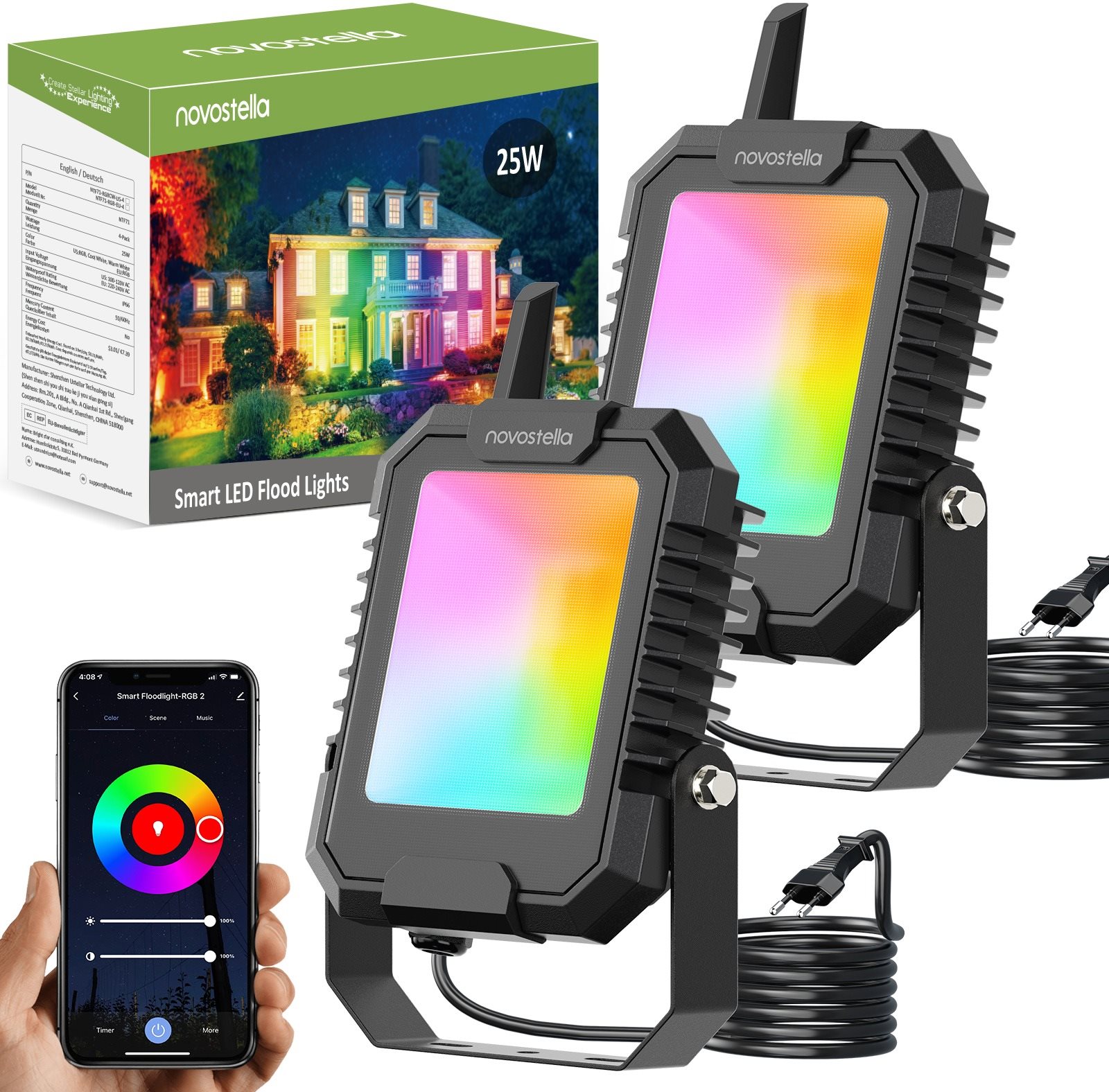 LED reflektor NOVOSTELLA 25W RGB Bluetooth Mesh Smart Flood Light 2 Pack