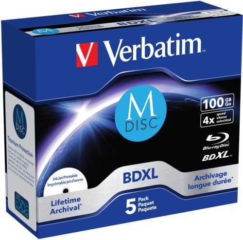 Média VERBATIM M-DISC BDXL 100GB PRINT. 5db/cs Jewel Case