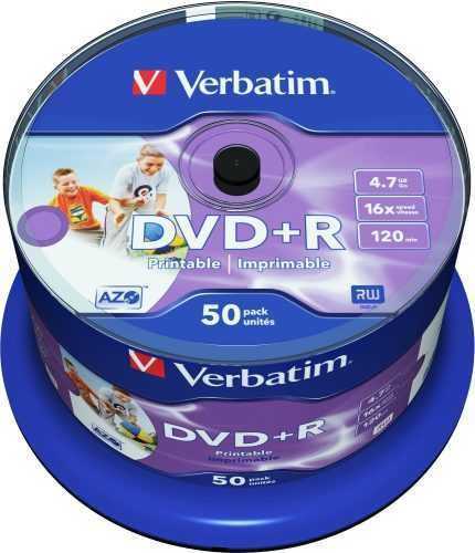 Média Verbatim DVD + R 16x nyomtatható 50ks cakebox