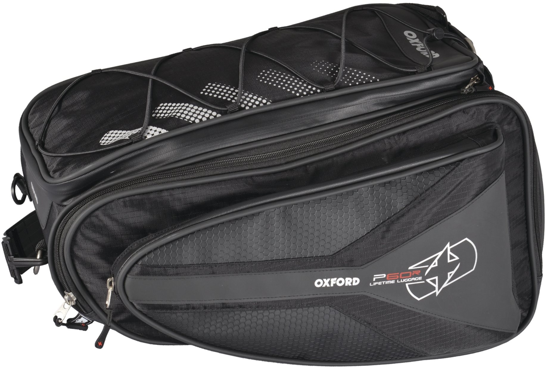 Motoros táska OXFORD oldalsó táskák a motorkerékpár P60R számára (fekete