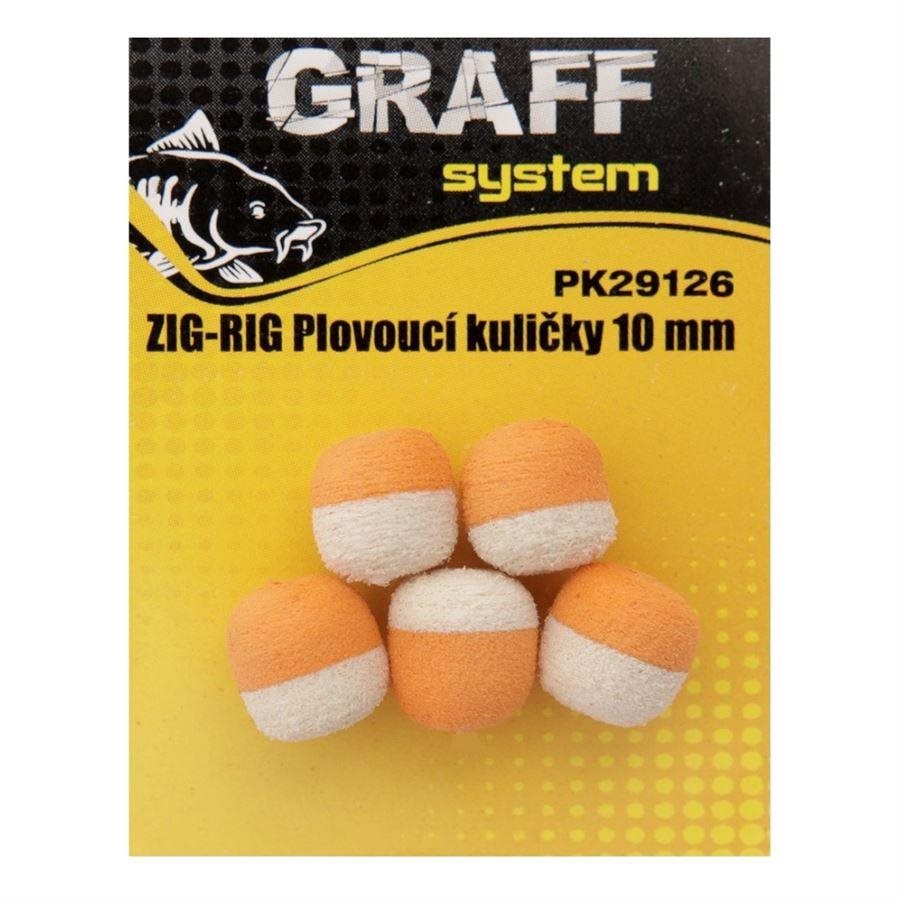 Műcsali Graff Zig-Rig úszó golyó 10mm fehér/narancs 5db