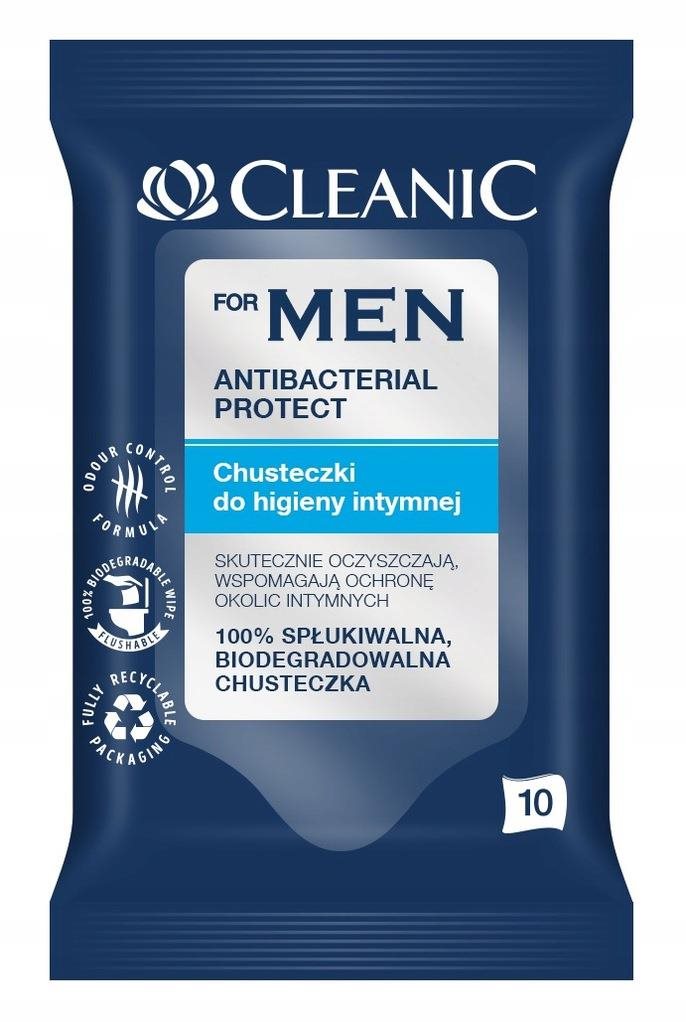 Nedves törlőkendő CLEANIC Antibacterial Protect For Men 10 db