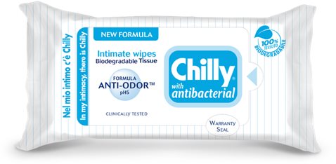 Nedves törlőkendők CHILLY intim törlőkendő Antibacterial 12 db