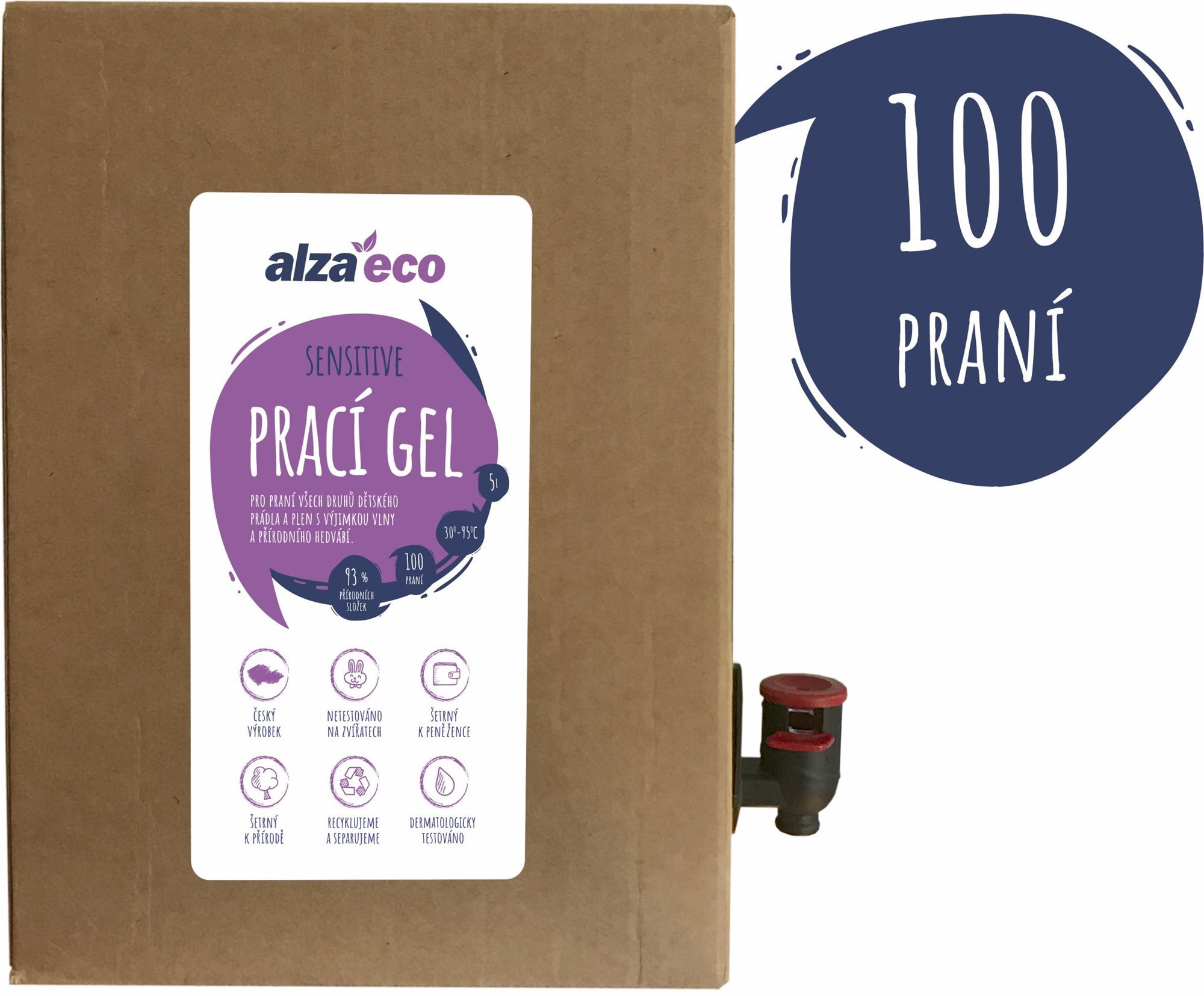 Öko-mosógél AlzaEco Sensitive mosógél 5 l (100 mosás)