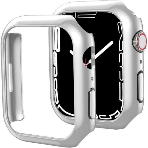 Okosóra tok Ahastyle premium PC matt galvanizált Apple Watch7 45mm ezüst 2db