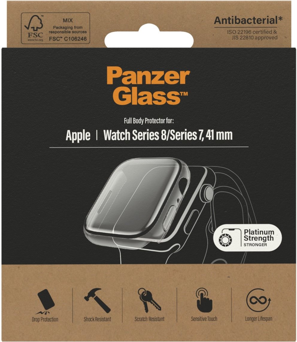 Okosóra tok PanzerGlas Full Protection Apple Watch 7/8 41mm (víztiszta keret)
