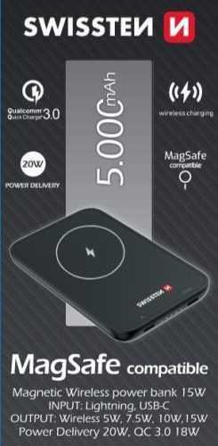 Powerbank Swissten Power Bank for iPhone 12 (MagSafe compatible) 5000 mAh