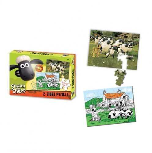 Puzzle Shaun the Sheep - Kétoldalas puzzle zsírkrétával 50db