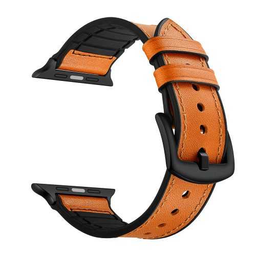 Szíj Eternico Leather and Silicone Band az Apple Watch 38mm / 40mm / 41mm narancs