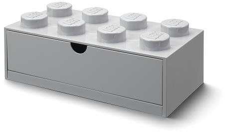 Tárolódoboz LEGO asztali doboz 8 fiókkal - szürke