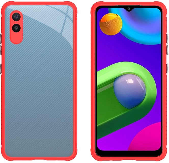 Telefon tok Hishell Two Colour Clear Xiaomi Redmi 9A piros tok
