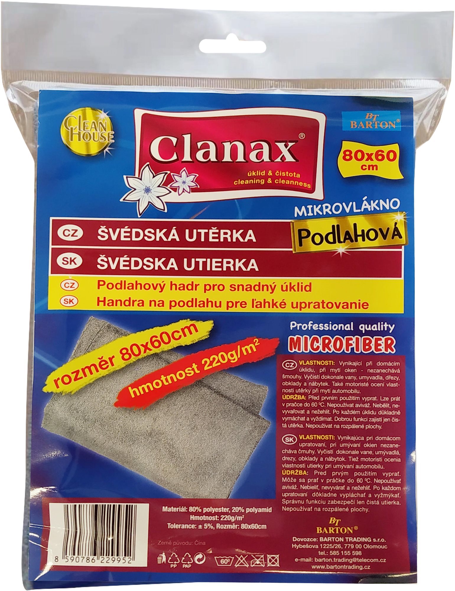 Törlőkendő CLANAX svéd törlőkendő 220 g