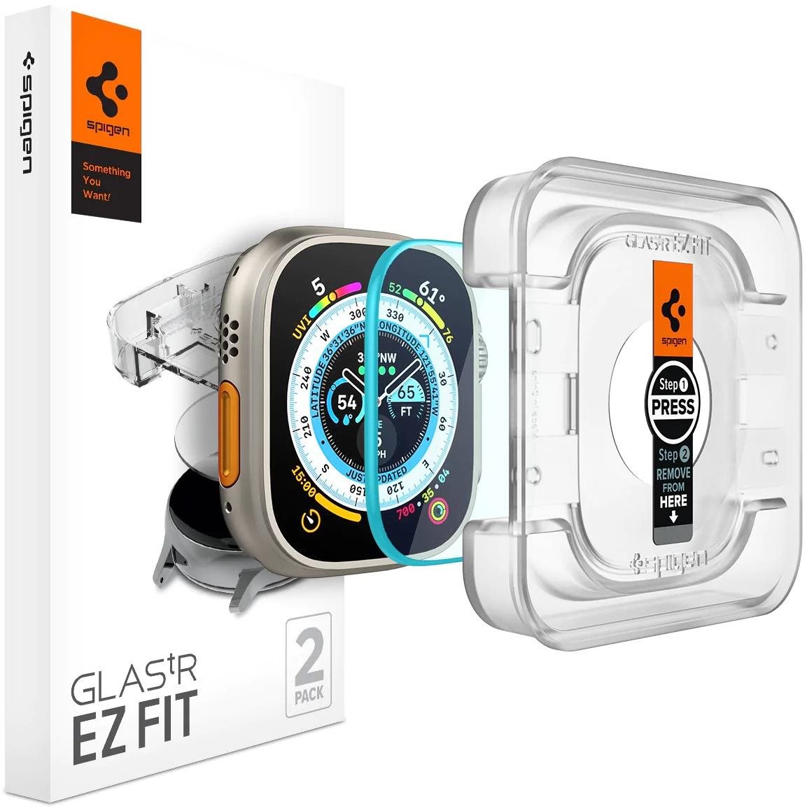 Üvegfólia Spigen Glass EZ Fit 2 Pack Apple Watch Ultra 49mm