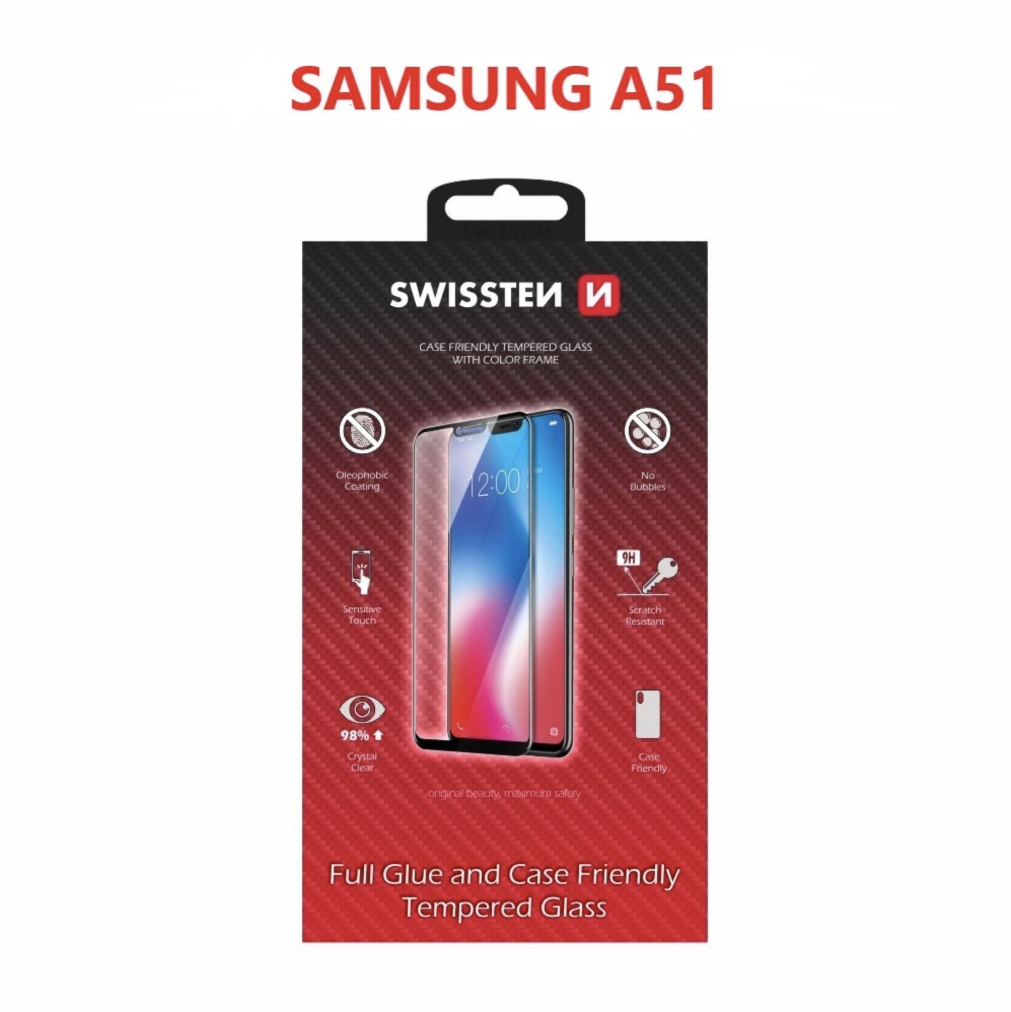 Üvegfólia Swissten Case Friendly a Samsung Galaxy A51 készülékhez - fekete