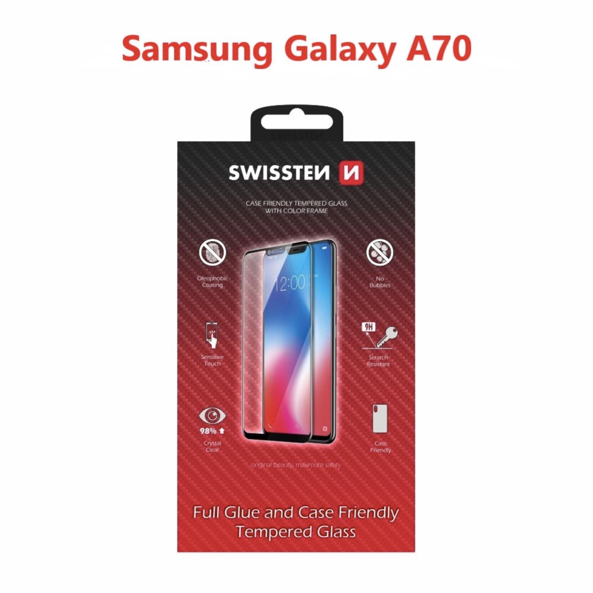 Üvegfólia Swissten Case Friendly a Samsung Galaxy A70 készülékhez - fekete