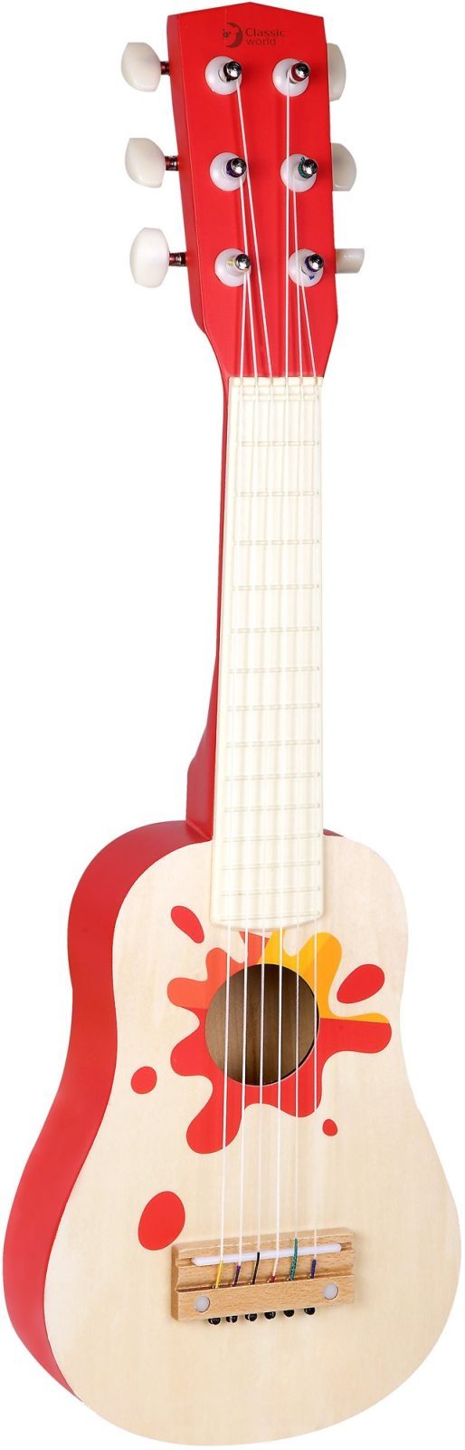 Zenélő játék Teddies Fa gitár pengetővel
