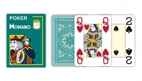 Kártya Modiano Texas Poker Size - 4 Jumbo Index - Professzionális műanyag kártyák - sötétzöld