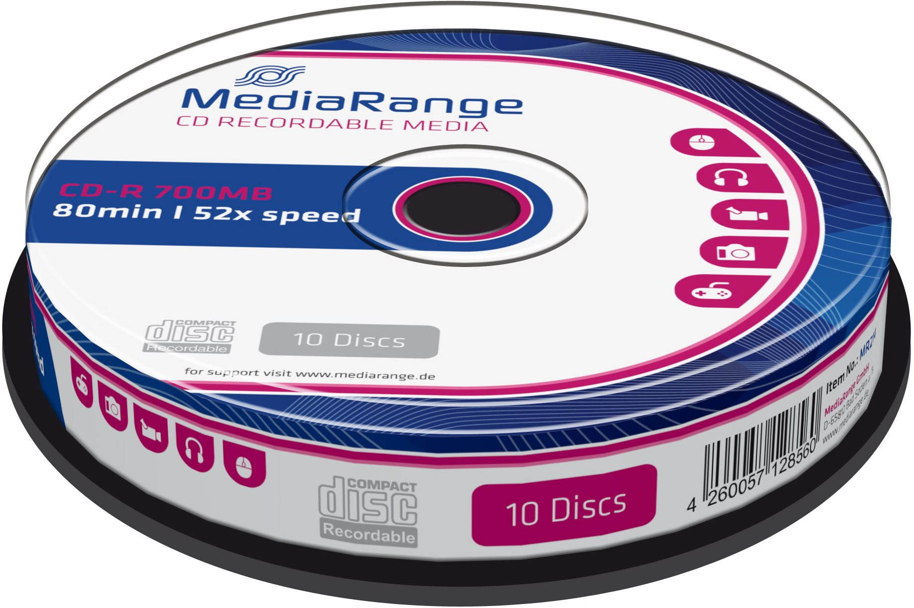 Média MediaRange CD-R 10db lemez hengeres csomagolásban