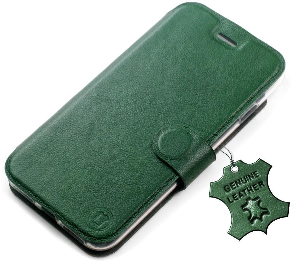 Mobiltelefon tok Mobiwear bőr flip a Nokia G60 5G készülékhez - Zöld