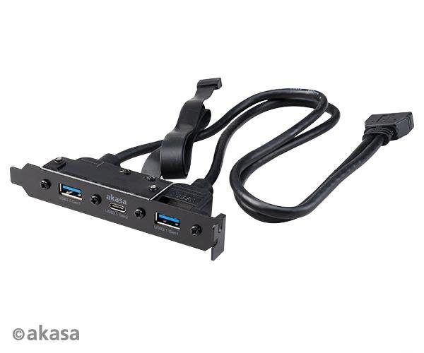 Vezérlőkártya Akasa USB 3.1 Gen2 Type-C PCI foglalatba kettős USB 3.1 Type-A porttal / AK-CBUB52-50BK
