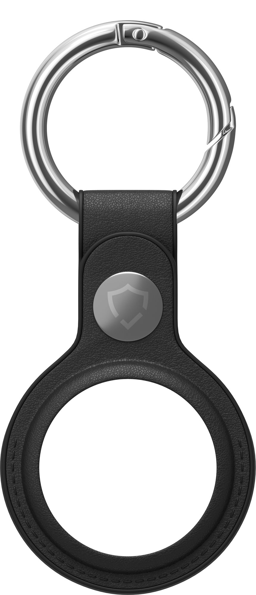 AirTag kulcstartó AlzaGuard Genuine Leather Keychain az Airtaghez - fekete